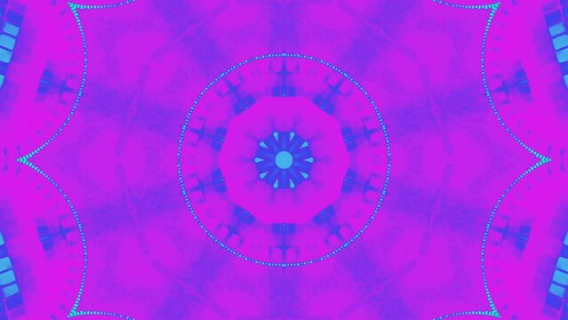 Kaleidoscopic blue-emerald patterns on a pink and lilac background, motion abstract pattern