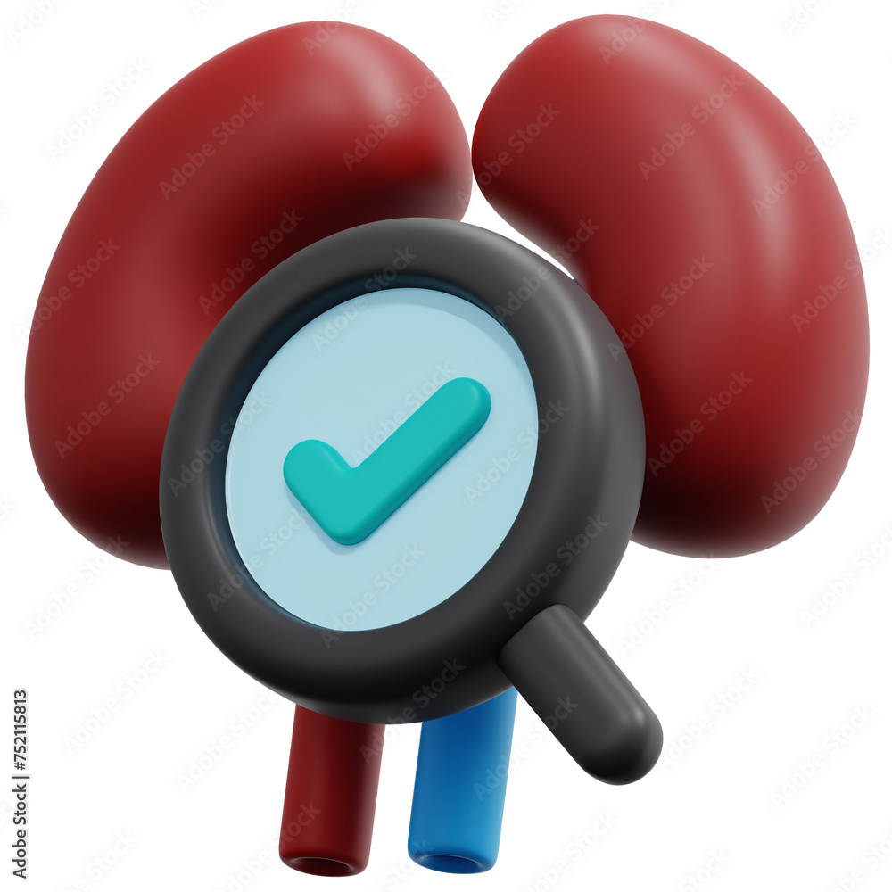 Sticker kidney 3d render icon illustration