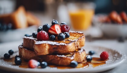 view of aesthetic French Toast with some garnish on top image background