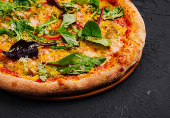 vegetarian pizza on top view