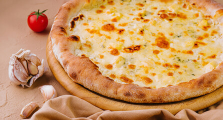 Margherita pizza and Four cheese pizza quattro fromaggi