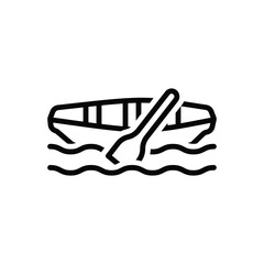 Black line icon for rowing boat