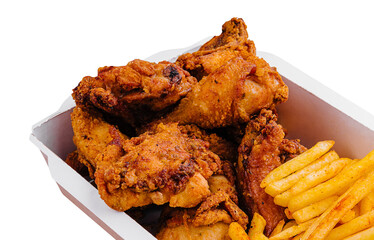 Fried chicken legs with French fries