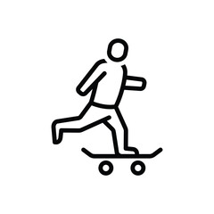 Black line icon for skateboard