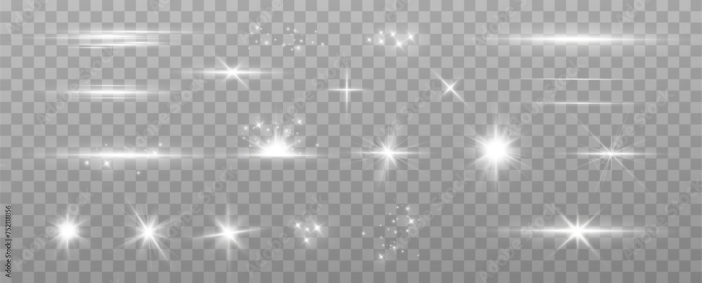 Aufkleber light effect. bright star. light explodes on a transparent background. bright sun.