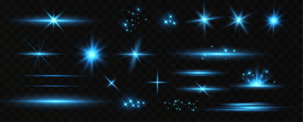 
Bright Star. set of light blue effects, including glare and explosions. Transparent shining sun, bright flash. Vector sparkles. To center the bright flash. Transparent shining sun, bright flash.