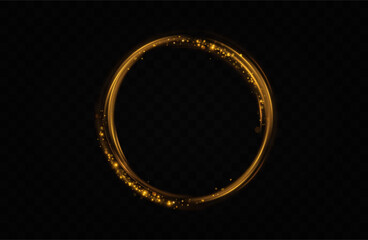 Gold circle advertising frame with sparkles.Gold ring sparkles. Christmas gold decorations. Shiny border with place for text.	