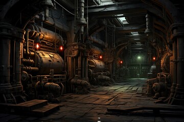 Serene Subterranean Steampunk Factory