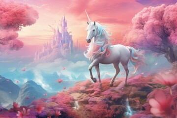 Tranquility in Unicorn Realms - obrazy, fototapety, plakaty