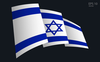 Waving Vector flag of Israel. National flag waving symbol. Banner design element.
