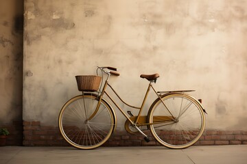 Fototapeta na wymiar Vintage Bicycle: A retro bicycle against a weathered brick wall, invoking a sense of nostalgia.