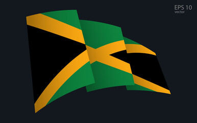 Waving Vector flag of Jamaica. National flag waving symbol. Banner design element.
