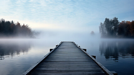 Fototapeta premium The lake is beautiful and calm in the morning.