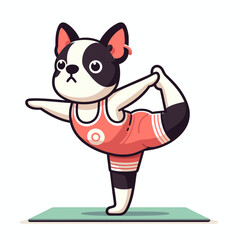French Bulldog Wear fitness outfits, doing exercise and yoga poses, Funny and Cool, Design for Yoga Lover, Svg Eps Vector illustration