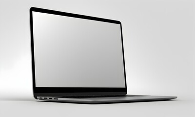 Modern laptop with open lid and a blank screen. Mockup, template laptop screen
