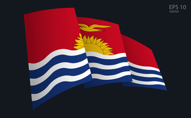 Waving Vector flag of Kiribati. National flag waving symbol. Banner design element.
