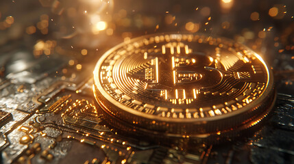 Bitcoin or BTC crypto currency
 - obrazy, fototapety, plakaty