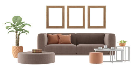 Modern living room interior with neutral tones