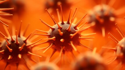 
Activated Platelets: Showing the spiky form of activated platelets, against a vibrant orange background, representing emergency and healing