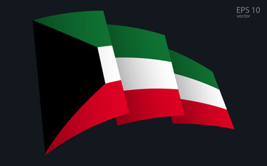 Waving Vector flag of Kuwait. National flag waving symbol. Banner design element.
