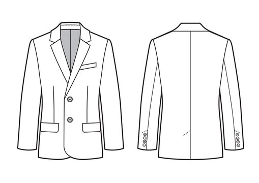 Men's suit jacket slim fit. Vector technical sketch