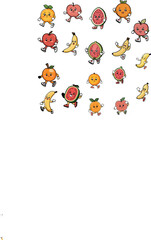 Retro Fruits Cartoon Vector Cliparts 01