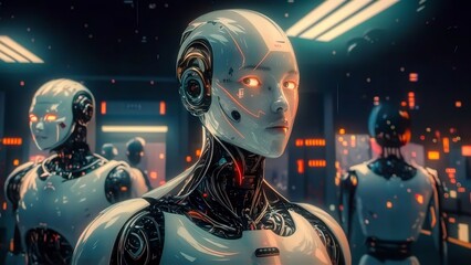 Create a short film script set in a world where advanced robots have become indistinguishable from humans. Explore the concepts of identity, awareness, and the blurred barriers between man and machine