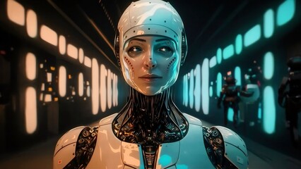Create a short film script set in a world where advanced robots have become indistinguishable from humans. Explore the concepts of identity, awareness, and the blurred barriers between man and machine