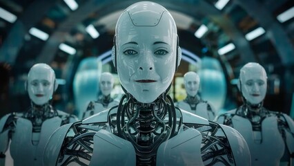 Create a short film script set in a world where advanced robots have become indistinguishable from humans. Explore the concepts of identity, awareness, and the blurred barriers between man and machine