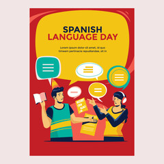 Spanish Language Day Vector poster or flyer flat design