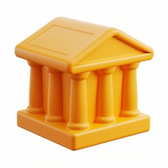 bank icon, 3D render, white background, generative AI