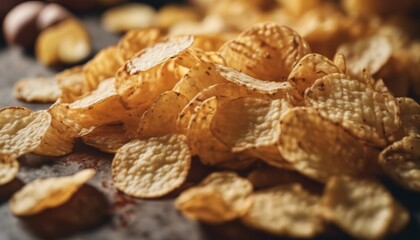 Fototapeta premium view of aesthetic potato chips with sauce image background