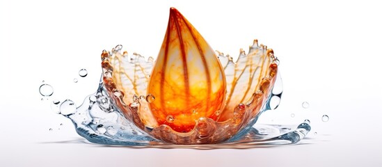 illustration of shells with beautiful bright colors combined with water drops on a white background