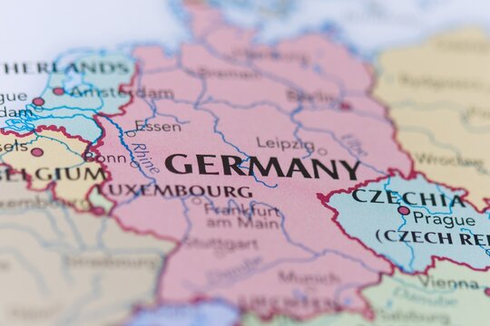 Map of the Germany, selective focus.