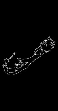 Bermuda map outline animation vertical video