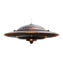 Fotobehang UFO in retro style. Isolated on transparent background.  © Creative Haven