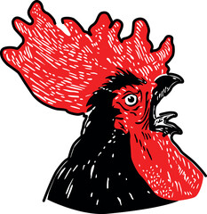 Ilustración vectorial de un gallo cantando