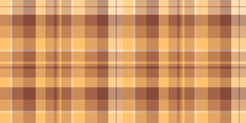 Scotland plaid texture fabric, fluffy textile check seamless. Frame tartan vector pattern background in orange and red colors.