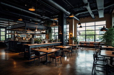 Interior of a modern urban restaurant