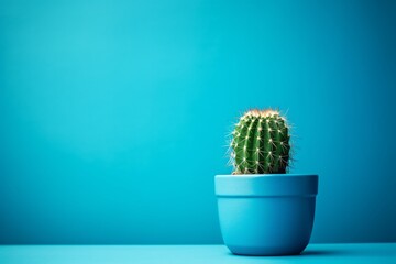 a cactus in a blue pot