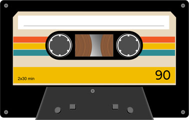 Ilustración vectorial vintage. Cinta cassette