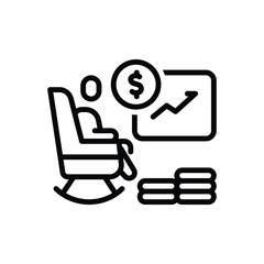 Black line icon for retirement plans