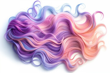 Colorful dyed hair on white background. Generative AI