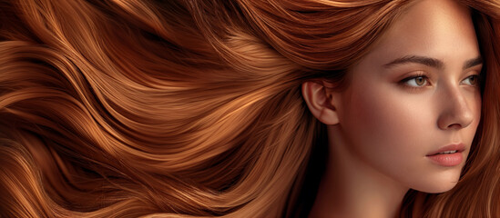 Beautiful hair. Beautiful woman with chic long hair as background. Generative AI