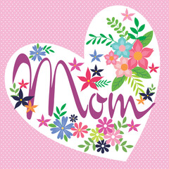 Happy mother's day card design with text and mom