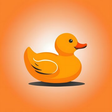 Rubber duck on an orange background