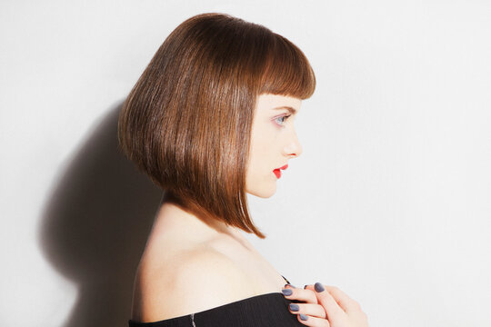 Profile of Young Woman with Bobbed Hair
