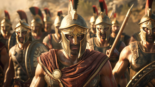 King Leonidas and his spartan hoplites army