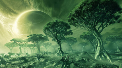 Obraz na płótnie Canvas A strange surreal alien planet