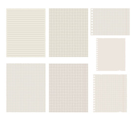 Scrapbook papers. Blank notebook torn pages vector illustration.